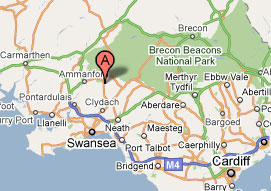 Map showing Self-Catering Cottage on Edge of Brecon Beacons National Park